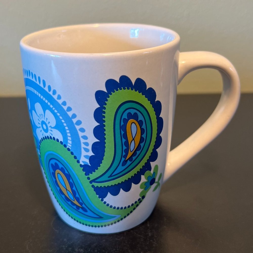 Pair of ROYAL NORFOLK Retro 1960s Style Paisley Flower Power Boho Ceramic Mugs - Picture 6 of 12